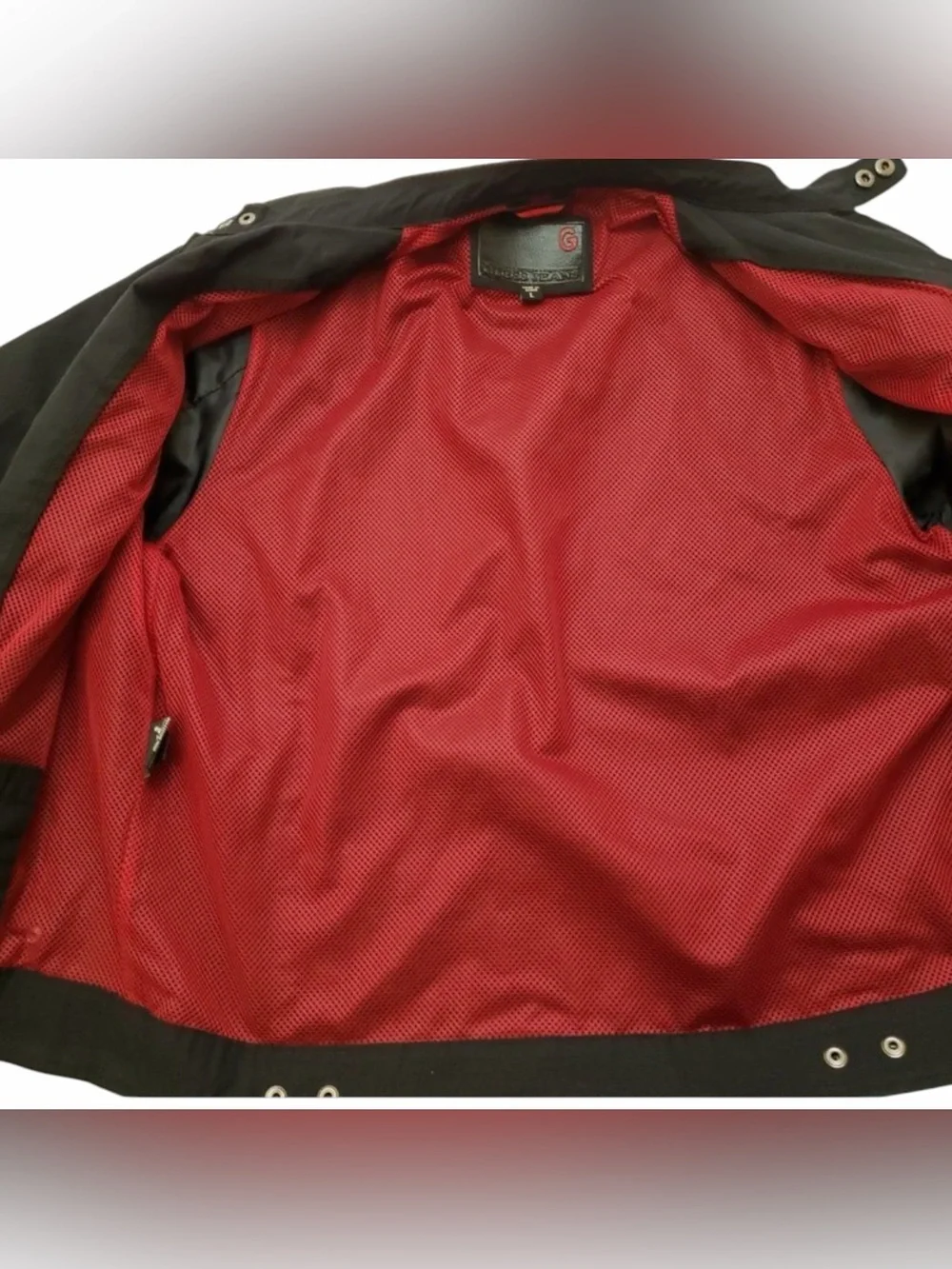Guess Jeans Men’s Black Cotton Moto Jacket Large Red Mesh Lined